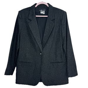 Sag Harbor Blazer Women 12 Gray Wool Blend Lined Pockets Career Jacket